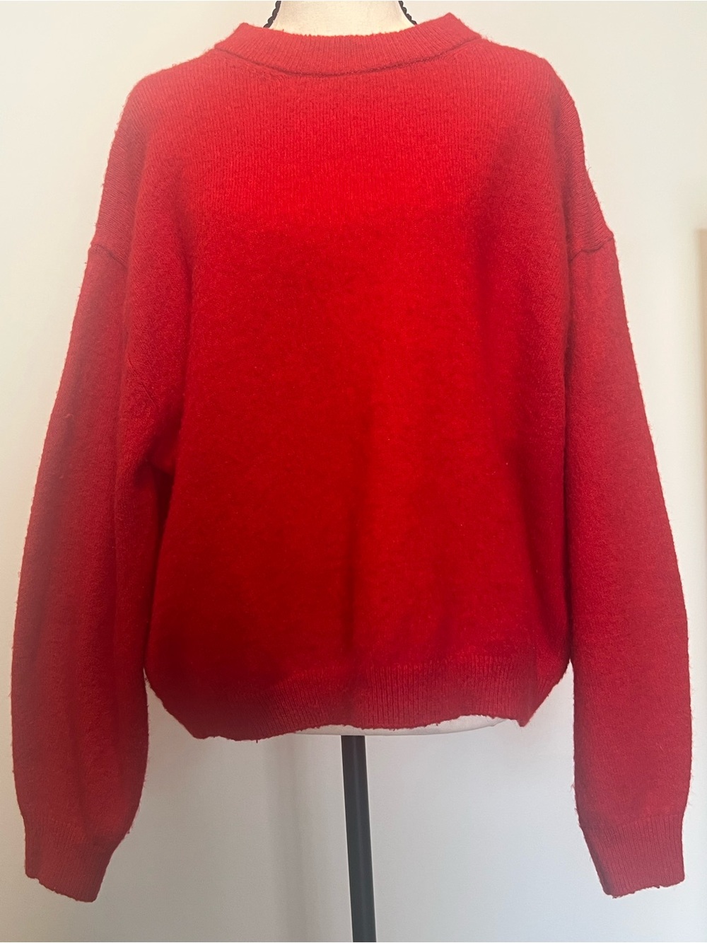H&M‎ Red Crewneck Sweater Women's Knit Pullover | Oversize Sweater